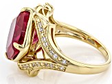 Red Lab Ruby and Lab White Sapphire 18K Yellow Gold Over Sterling Silver Ring 7.21ctw