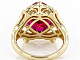 Red Lab Ruby and Lab White Sapphire 18K Yellow Gold Over Sterling Silver Ring 7.21ctw
