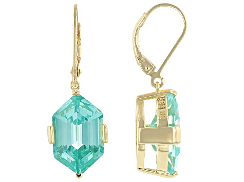 Green Lab Created Spinel 18k Yellow Gold Over Sterling Silver Earrings 13.48ctw