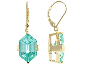 Green Lab Created Spinel 18k Yellow Gold Over Sterling Silver Earrings 13.48ctw
