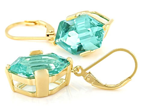 Green Lab Created Spinel 18k Yellow Gold Over Sterling Silver Earrings 13.48ctw