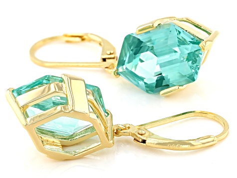 Green Lab Created Spinel 18k Yellow Gold Over Sterling Silver Earrings 13.48ctw