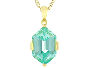 Green Lab Created Spinel 18k Yellow Gold Over Sterling Silver Pendant With Chain 6.74ctw