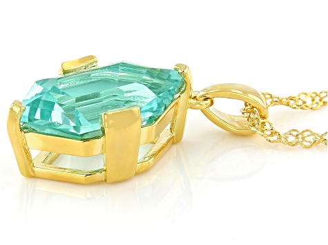 Green Lab Created Spinel 18k Yellow Gold Over Sterling Silver Pendant With Chain 6.74ctw