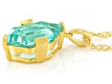 Green Lab Created Spinel 18k Yellow Gold Over Sterling Silver Pendant With Chain 6.74ctw