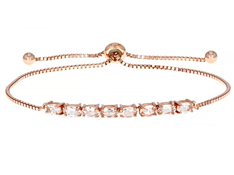 Peach Morganite 18k Rose Gold Over Sterling Silver Bolo Bracelet 1.16ctw