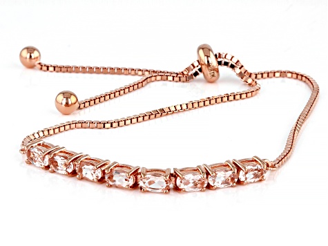 Peach Morganite 18k Rose Gold Over Sterling Silver Bolo Bracelet 1.16ctw