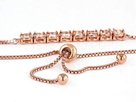 Peach Morganite 18k Rose Gold Over Sterling Silver Bolo Bracelet 1.16ctw