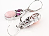 Pink Opal With Rhodolite Rhodium Over Sterling Silver Earrings 0.79ctw