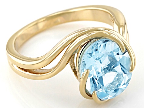 Sky Blue Topaz 18k Yellow Gold Over Sterling Silver Solitaire Ring 3.74ct