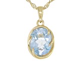 Sky Blue Topaz 18k Yellow Gold Over Sterling Silver Solitaire Pendant With Chain 3.74ct