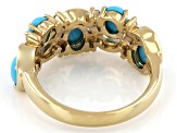 Blue Sleeping Beauty Turquoise 18K Yellow Gold Over Sterling Silver Ring 0.16ctw