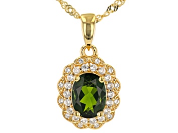 Picture of Green Chrome Diopside 18k Yellow Gold Over Sterling Silver Pendant With Chain 1.38ctw