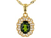Green Chrome Diopside 18k Yellow Gold Over Sterling Silver Pendant With Chain 1.38ctw