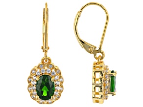 Green Chrome Diopside 18k Yellow Gold Over Silver Earrings 1.77ctw