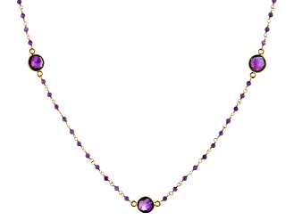 Purple Amethyst 18K Yellow Gold Over Sterling Silver Necklace 21.25ctw