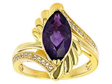 Purple Amethyst 18k Yellow Gold Over Sterling Silver Ring 2.54ctw