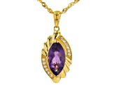 Purple Amethyst 18k Yellow Gold Over Sterling Silver Pendant With Chain 2.54ctw