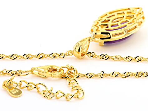 Purple Amethyst 18k Yellow Gold Over Sterling Silver Pendant With Chain 2.54ctw