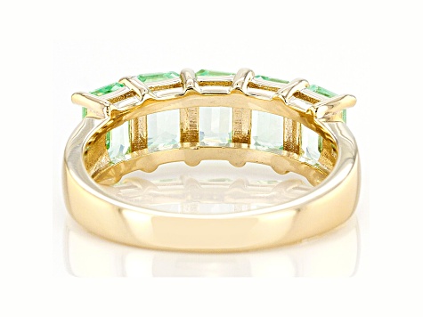 Green Lab Created Spinel 18k Yellow Gold Over Sterling Silver 5-Stone Ring 3.00ctw