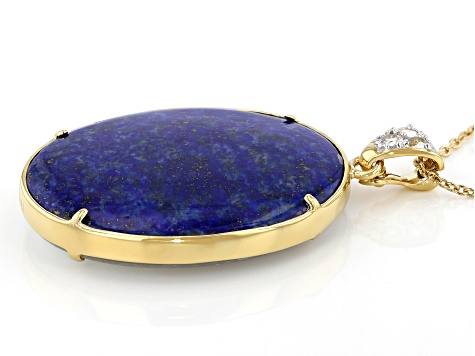 Blue Lapis Lazuli 18K Yellow Gold Over Sterling Silver Reversible Enhancer With Chain. 0.27ctw