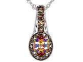 Orange Quartz Rhodium Over Silver Pendant Chain 1.29ctw