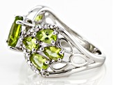 Green Peridot Rhodium Over Sterling Silver Ring 2.73ctw