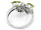 Green Peridot Rhodium Over Sterling Silver Butterfly Ring 1.73ctw