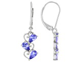 Blue Tanzanite Rhodium Over Sterling Silver Earrings 1.02ctw