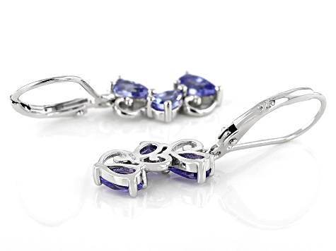 Blue Tanzanite Rhodium Over Sterling Silver Earrings 1.02ctw