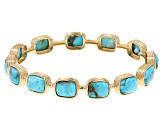 Blue Kingman Turquoise 18k Yellow Gold Over Silver Bangle