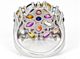 Multicolor Lab Created Sapphire Rhodium Over Sterling Silver Ring 5.08ctw