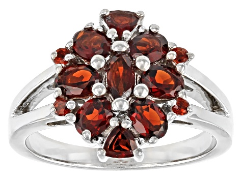 Red Garnet Rhodium Over Sterling Silver Ring 1.71ctw