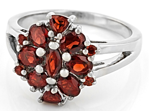 Red Garnet Rhodium Over Sterling Silver Ring 1.71ctw