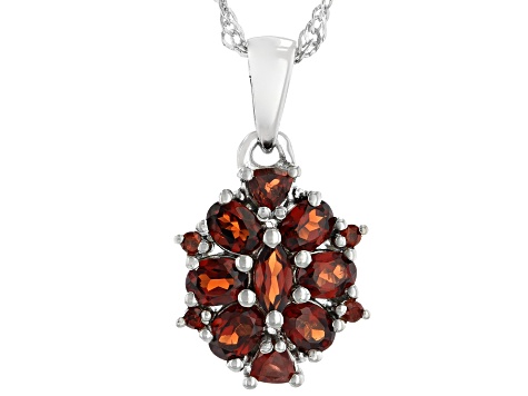 Red Garnet Rhodium Over Sterling Silver Pendant With Chain 1.71ctw
