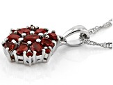 Red Garnet Rhodium Over Sterling Silver Pendant With Chain 1.71ctw