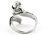 Black Spinel Rhodium Over Sterling Silver Parrot Ring 0.80ctw