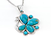 Blue Turquoise Rhodium Over Sterling Silver Pendant With Chain