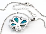Blue Turquoise Rhodium Over Sterling Silver Pendant With Chain