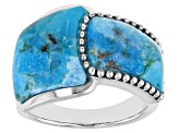 Blue Turquoise Rhodium Over Sterling Silver Ring.