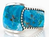Blue Turquoise Rhodium Over Sterling Silver Ring.