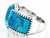 Blue Turquoise Rhodium Over Sterling Silver Ring.