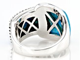 Blue Turquoise Rhodium Over Sterling Silver Ring.
