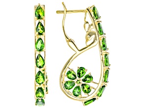 Green Chrome Diopside 10K Yellow Gold Over Sterling Silver Earrings