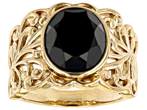 Black Spinel 18k Yellow Gold Over Sterling Silver Solitaire Ring 4.17ct