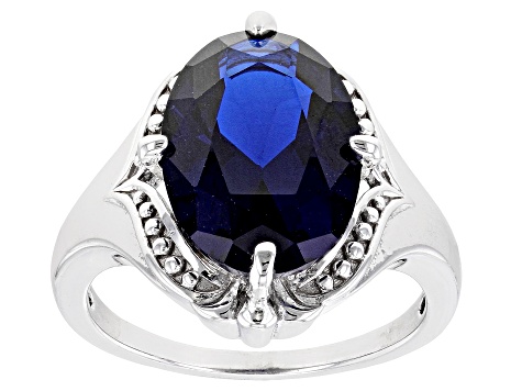 Blue Lab Created Spinel Rhodium Over Sterling Silver Solitaire Ring 6 ...