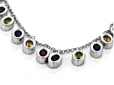 Multi-Gem Rhodium Over Sterling Silver Bracelet 4.97ctw