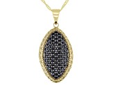 Round Black Spinel 18k Yellow Gold Over Sterling Silver Pendant With chain 1.56ctw
