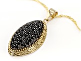 Round Black Spinel 18k Yellow Gold Over Sterling Silver Pendant With chain 1.56ctw