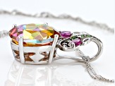 Multi Color Northern Lights™ Quartz Rhodium Over Sterling Silver Pendant with Chain 3.82ctw